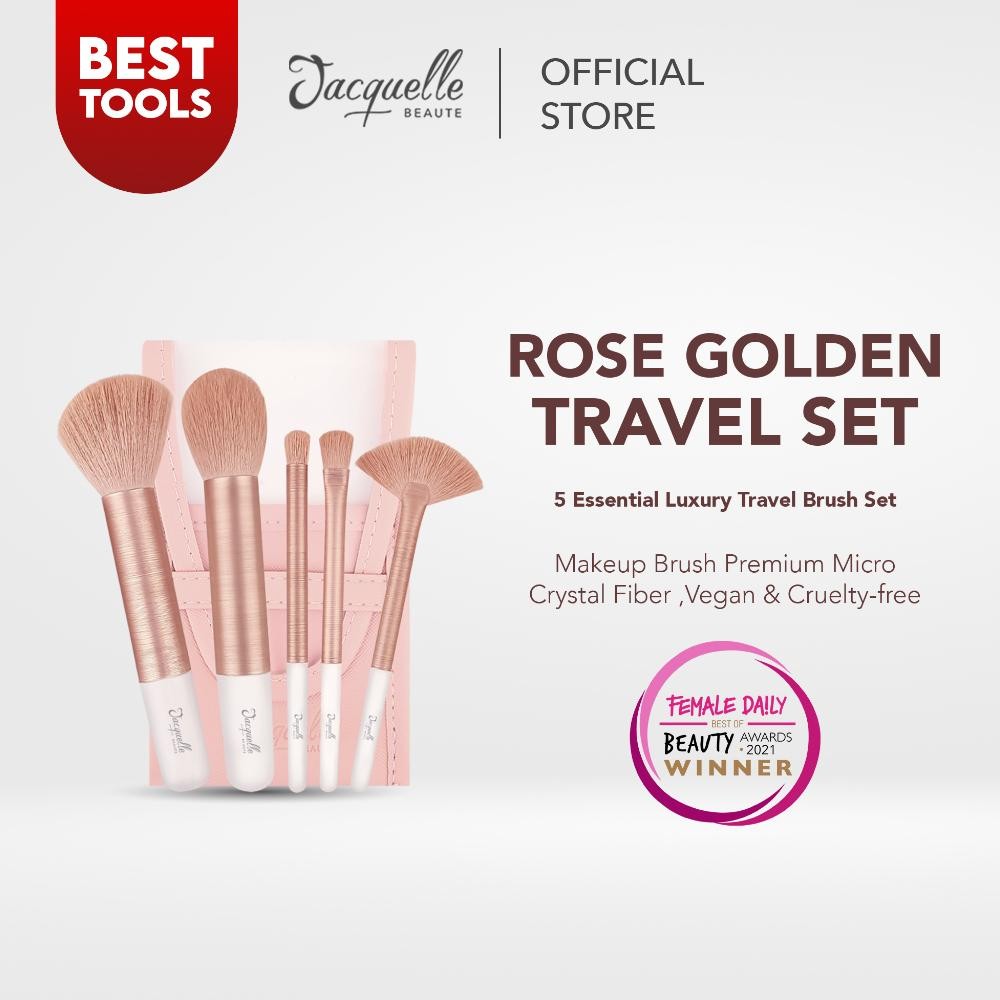 

baru jacquelle rose golden brush set - kuas makeup dengan pouch eksklusif