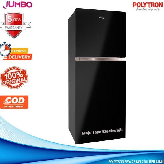 TERMURAH - Kulkas 2 Pintu Polytron 23 MN Belezza Jumbo Pintu Kaca 220 Liter