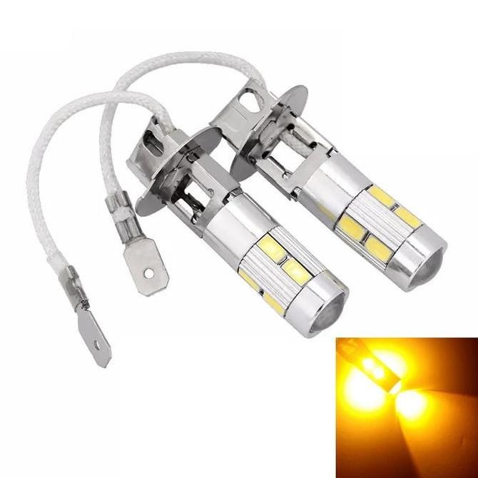 . Lampu Foglamp H3 LED 10 Titik Lensa Projector Kuning