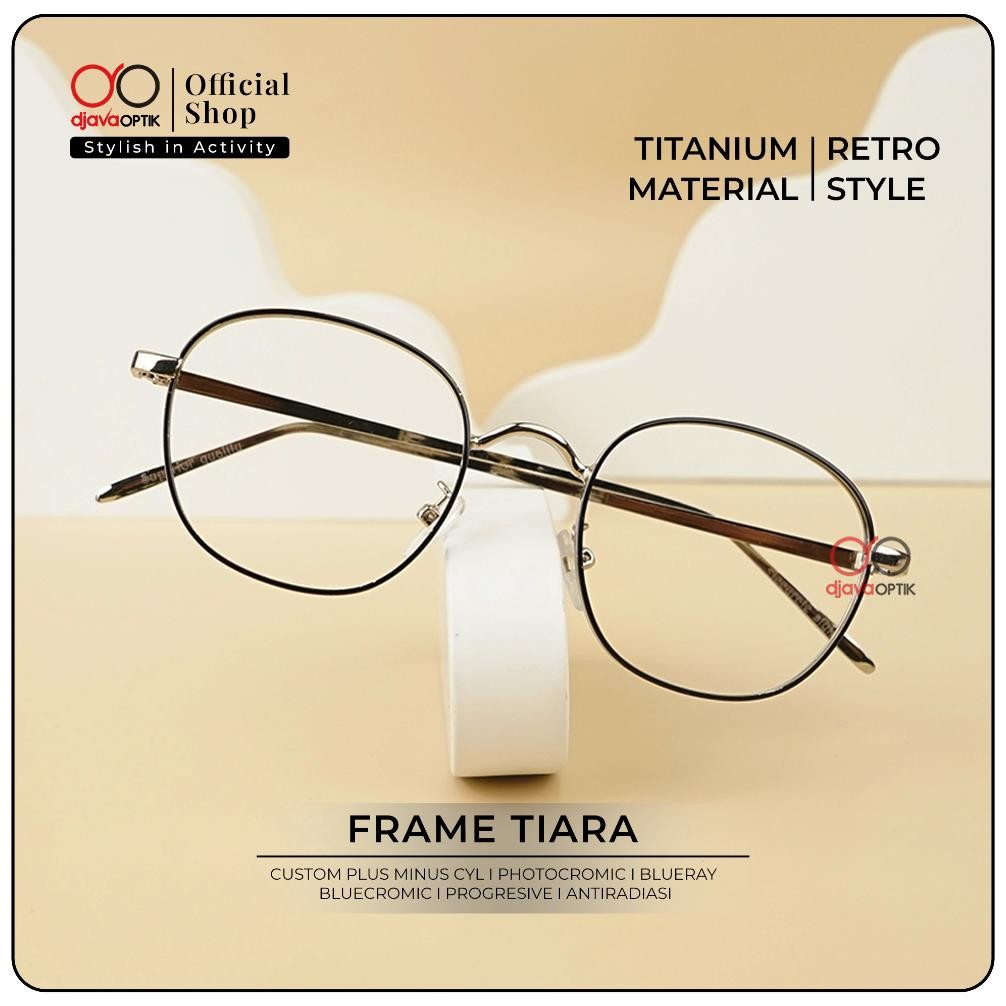 DJAVA OPTIK - Frame Tiara - Kacamata Bulat Korea Fashion Full Titanium Berkualitas
