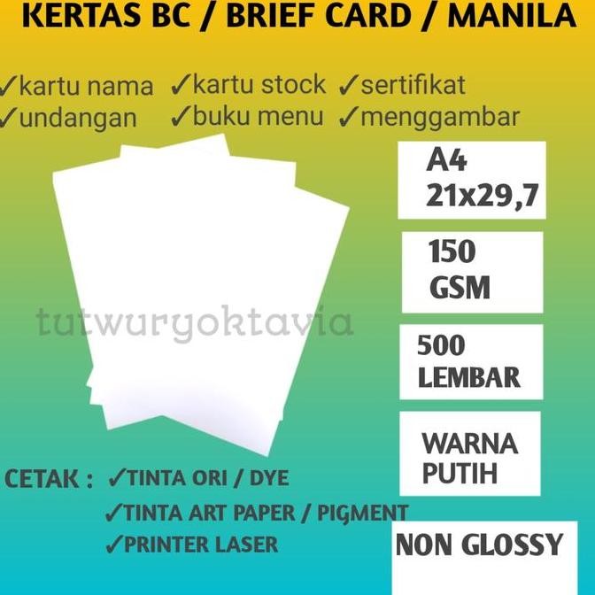 

TERLARIS - kertas bc 150 gram isi 500 lembar A4/ kertas brief card 150 gsm
