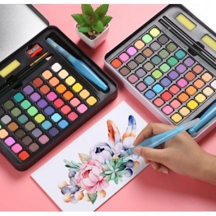 

36/48 Watercolor Set Cat Air Set (Bonus Kuas Dan Kertas Gambar) / Cat Air Padat / Solid Watercolor Set / 36 48 Warna Cat Air