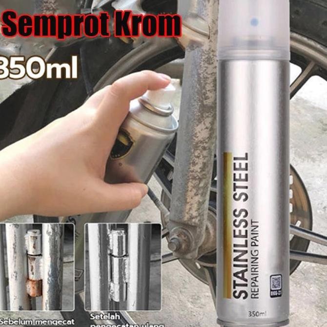Cat Semprot Chrome 350ml Chrome Spray Pain Warna Chrome Krum Stainless Automotive Metallic Paint Chr