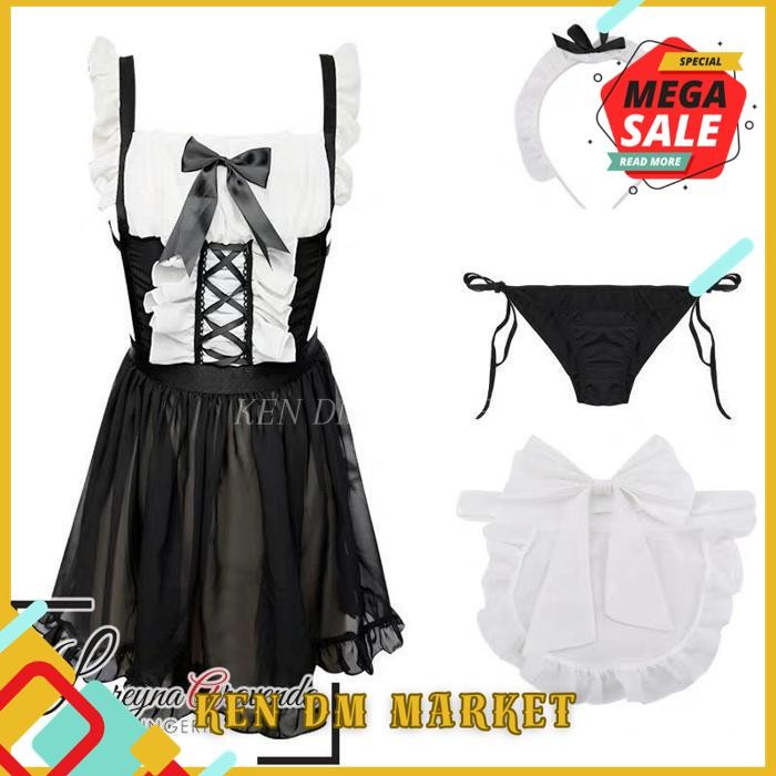 LINGERIE + BANDO + CD TALI SAMPING KOSTUM CUTE MAID UNIFORM LG499 HIGHT QUALITY 