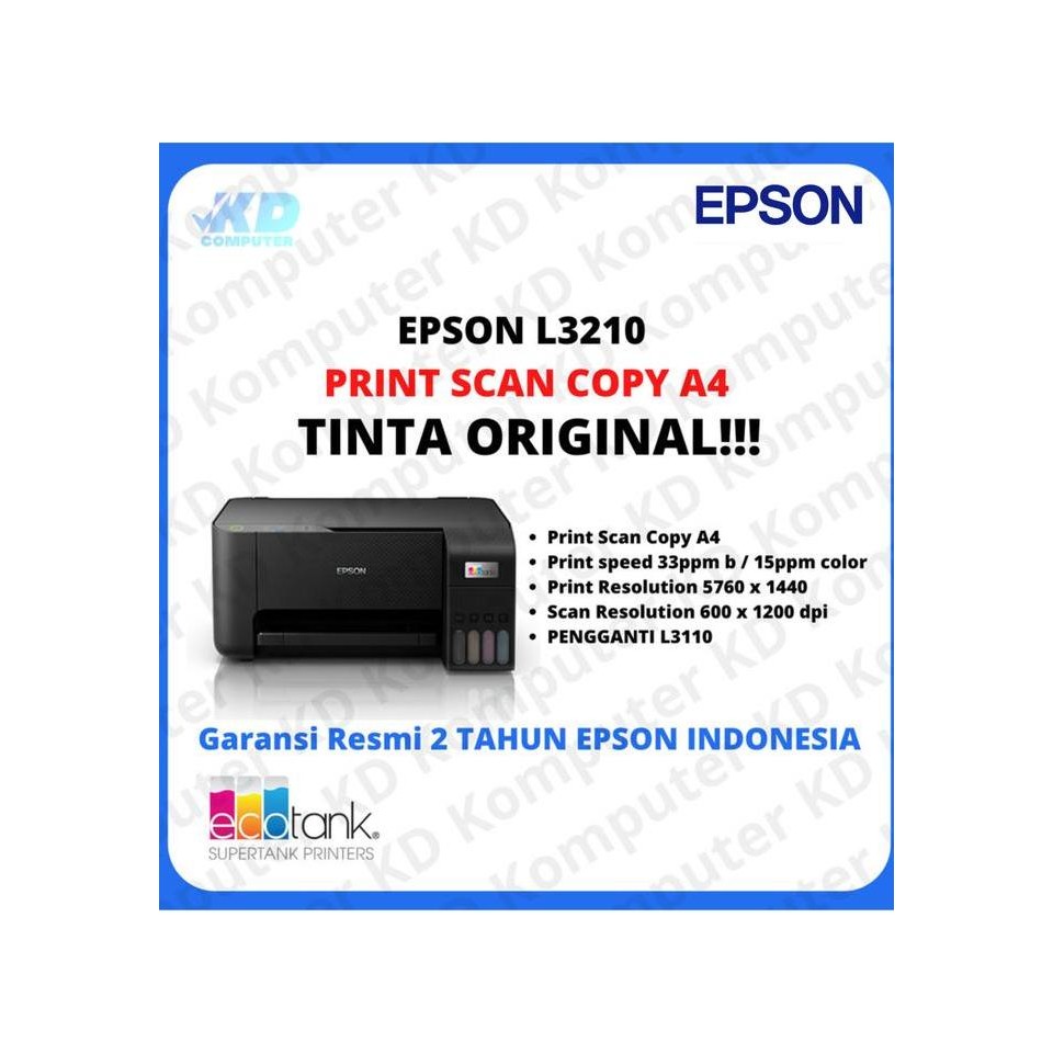 TERBARU - PRINTER EPSON L3210 A4 PRINT SCAN COPY
