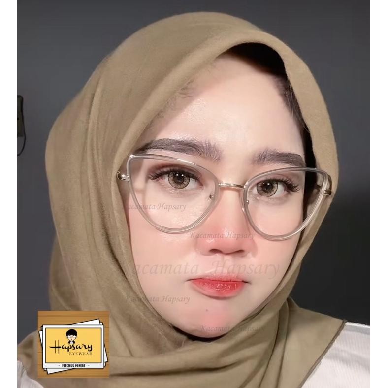 KACAMATA MINUS FRAME AMAYA LENSA ANTI RADIASI | KACAMATA PHOTOCROMIC | KACA MATA WANITA CAT EYE 9852