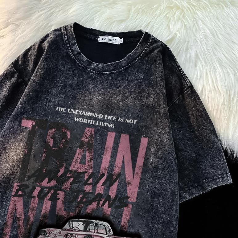 Promo Basuketo.Id Baju Oversize Pria Baju Washed T-Shirt Oversize Pria Kaos Oversize Distro Wash Pri