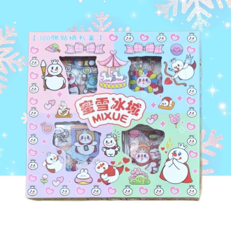 

Stiker Mixue 100 Lembar Per Box Biru Pink Mix Warna 4 Skat New