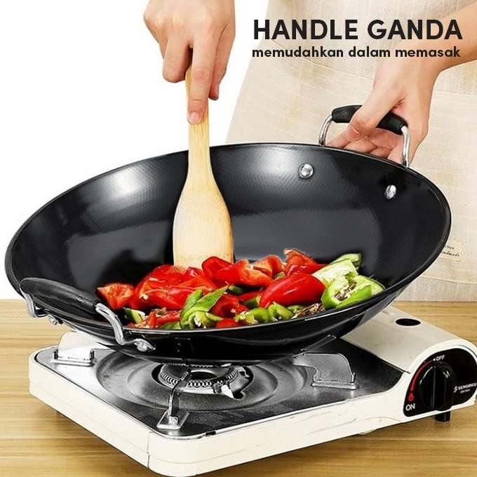 Wajan Kuping Enamel Kuali Hitam Ukuran 34 Cm Diameter Qme Shinko New Product