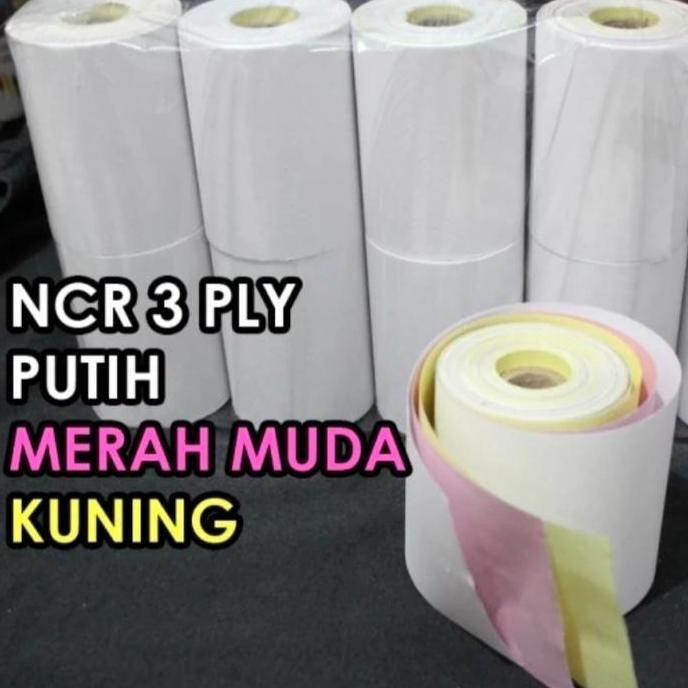 

100pcs kertas kasir ncr 3ply 75x60mm struk rangkap 3 warna putih merah kuning