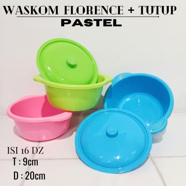 Baskom Florene + Tutup Warna Pastel Hajatan Tasyakuran Bahan Plastik Bak Mini Waskom Grosir Berkat W