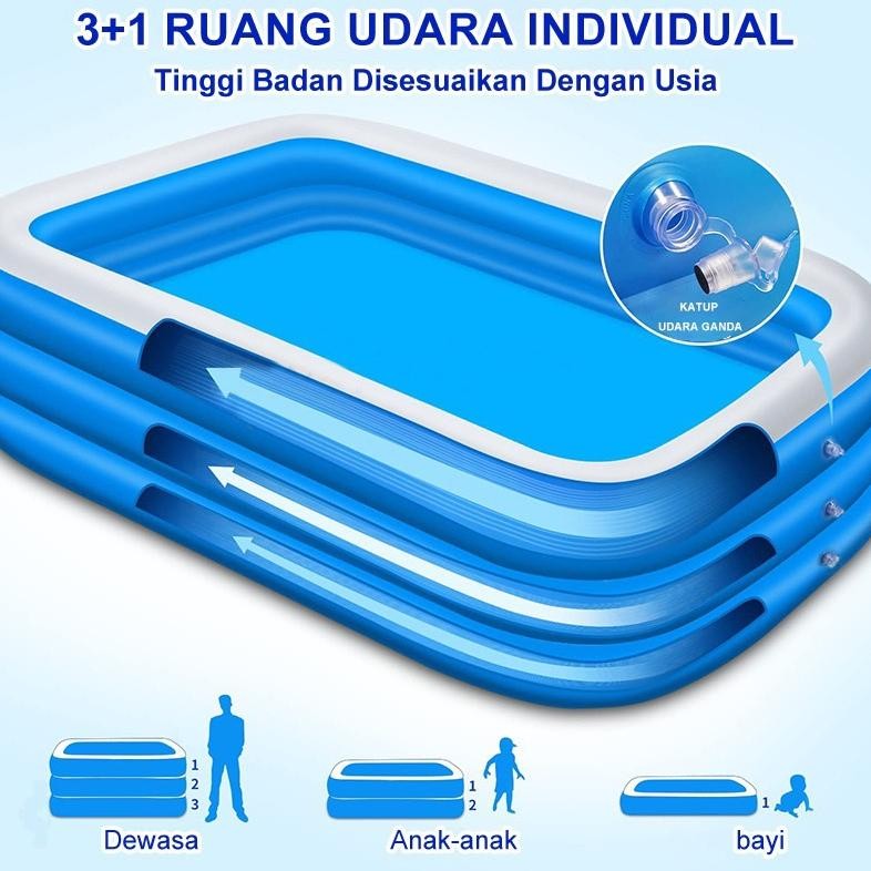 Kolam Renang Pompa Karet Anak Dewasa Jumbo Type 4049 4060 Portable Berenang Ready Stok