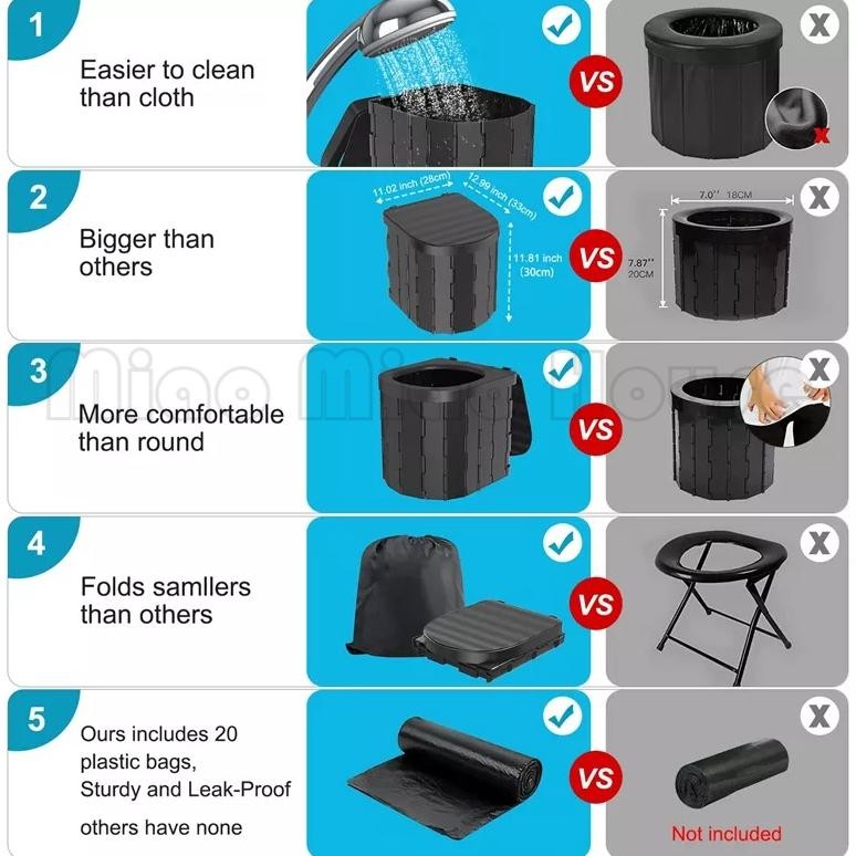 Portable Toilet for Camping Toilet Lipat dengan Tutup, Toilet Mobil Porta Potty Tahan Air Toilet Emb
