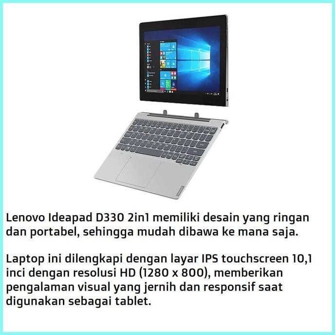 (Expert) LENOVO IDEAPAD D330 10IGL N4020 8GB 128GB WIN10PRO MINERAL GREY
