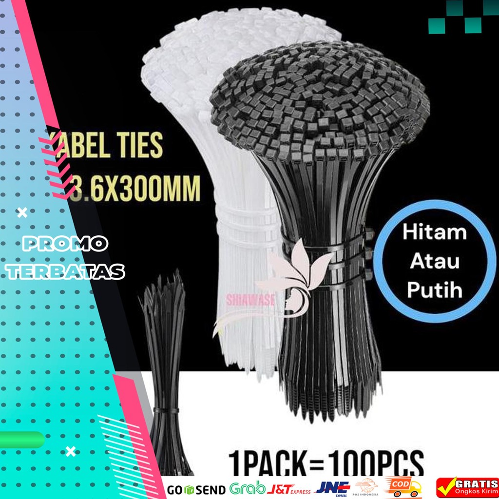 

KABEL TIES 30CM/CABLE TIE/KABEL TIES 3.6X300MM ISI 100PCS