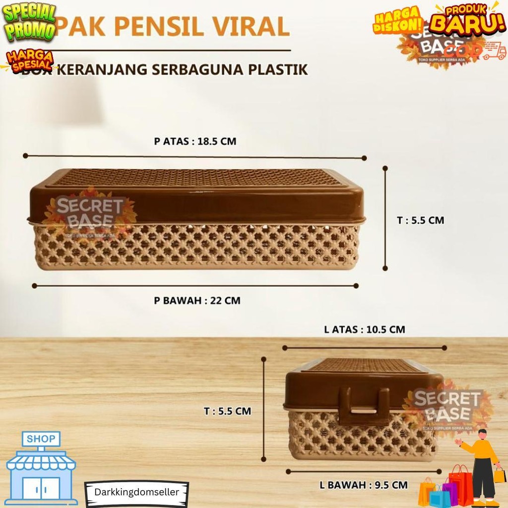 

Tepak Pensil Viral - Pencil Case / Kotak Penyimpanan Barang / Box Keranjang Serbaguna Plastik Termurah