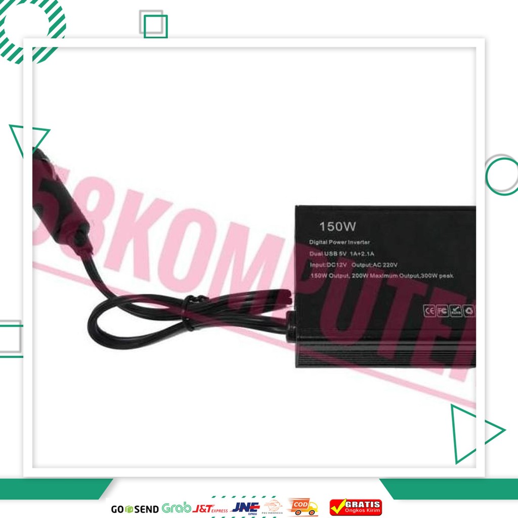 Inverter Mobil Dc Ke Ac Psw Dc 12V To Ac 220V 150Wat 2 Usb Port
