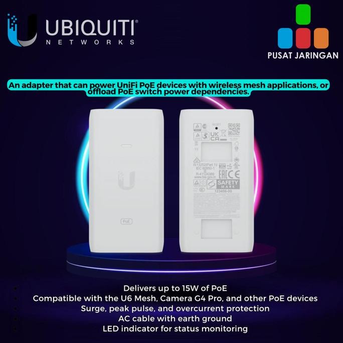 Ubiquiti U Poe At Poe Injector, 802.3At U-Poe-At New Stok
