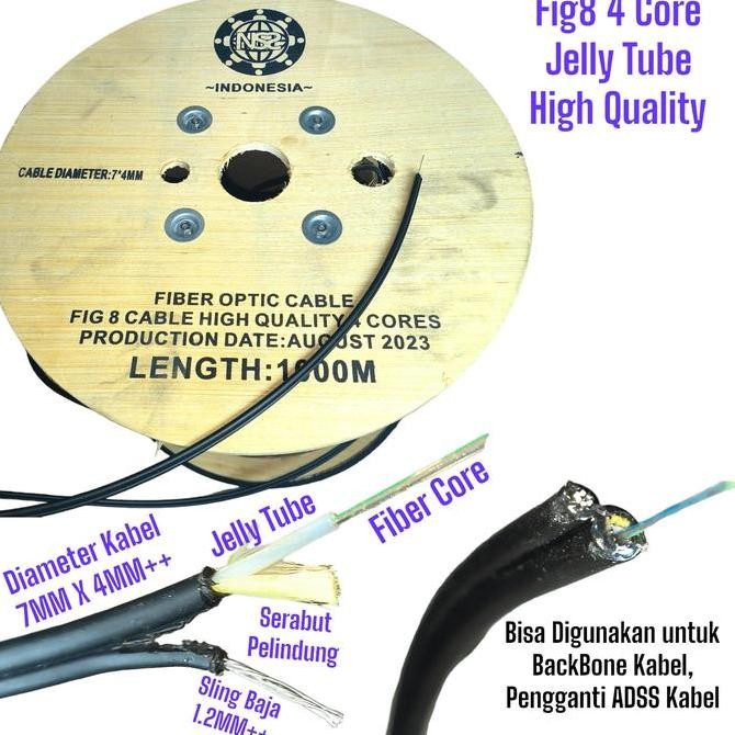 Kabel Fo 4 Core Fig 8 Ns2 High Quality 1Km / Dropcore Fig8 4 Core New Stok