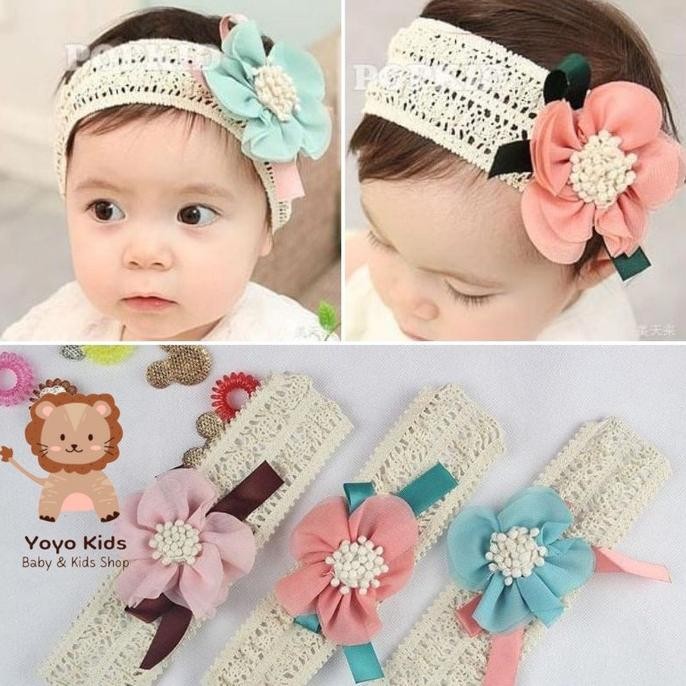 BNM Bandana Bayi Anak Perempuan Bandana Rajut Bunga Baby Headband Newborn