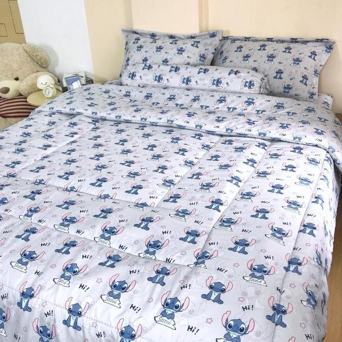 Sprei Set Motif Anak Stitch Hello Katun Disperse / Bedcover Motif Karakter / Motif Kartun