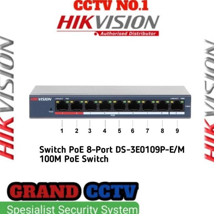 Switch Poe Hikvision Ds-3E0109P-E/M Switch Poe 8 Port Hikvision New Stok