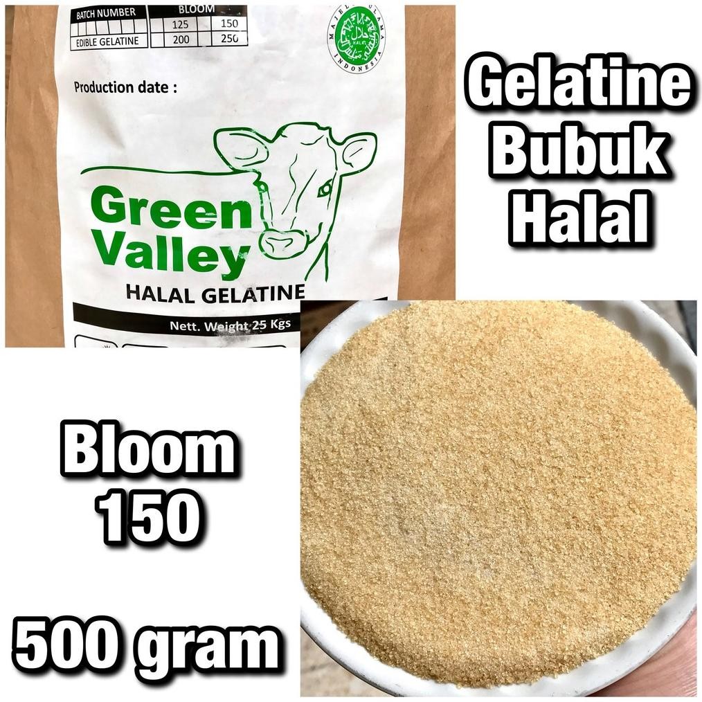 

Gelatine Gelatin Bubuk Halal Green Valley 500 gram SV