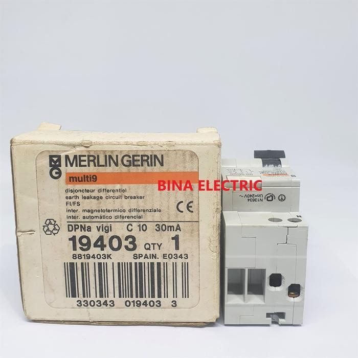 Rccb Rcbo Elcb Multi9/Multi 9 Merlin Gerin Dpna Vigi 10A 2P 300Ma 1P+N Original Dan Terpercaya