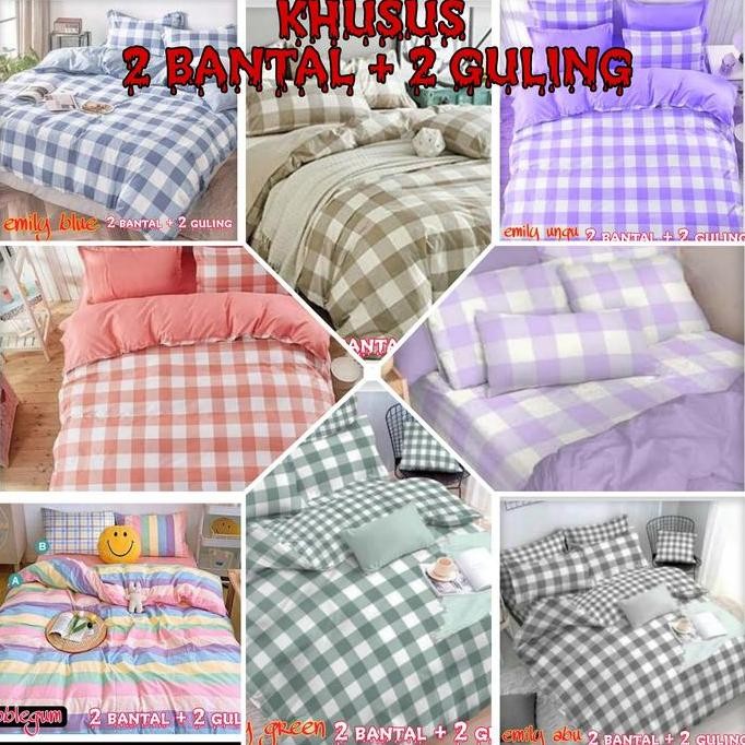 Sprei motif kotak uk 180 x 200 fullset (2 sarung bantal + 2 sarung guling)
