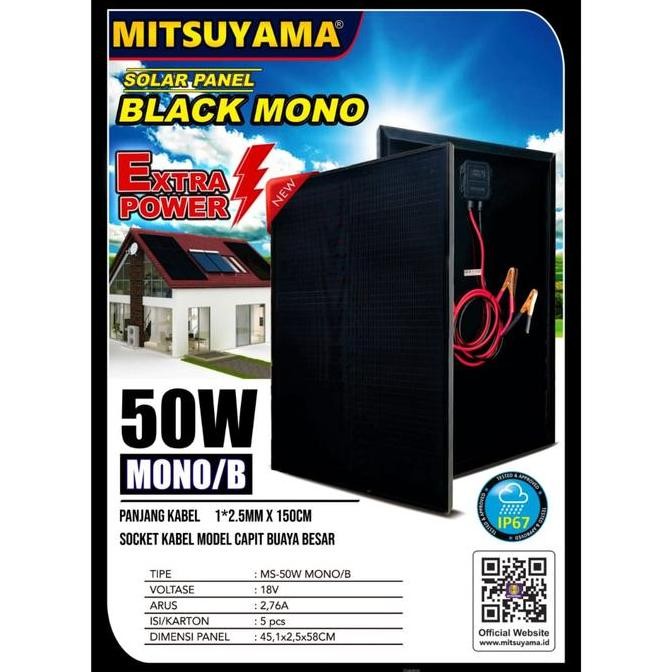 Solar Panel / Solar Cell / Panel Surya 50wp Monocrystalline 50 Wp Mono