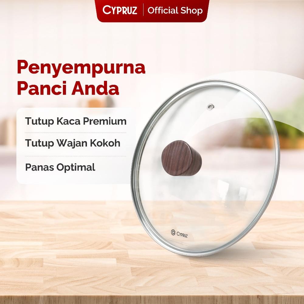 _Kecil_ Cypruz Tutup Panci Stainless Kaca Gagang Kayu Bakelite Bisa Dilepas Yui-7