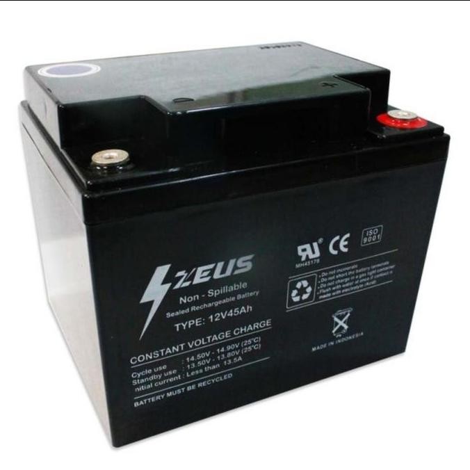 Aki Baterai UPS Solar Panel Vrla Gel 12v 45ah Zeus Vrla