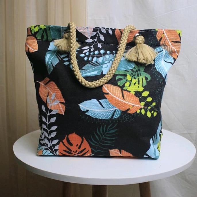 Handbag Kanvas Kecil Motif Tali Sumbu mini Tas Mukena Tas Tote tali sumbu mini Kanvas Wanita