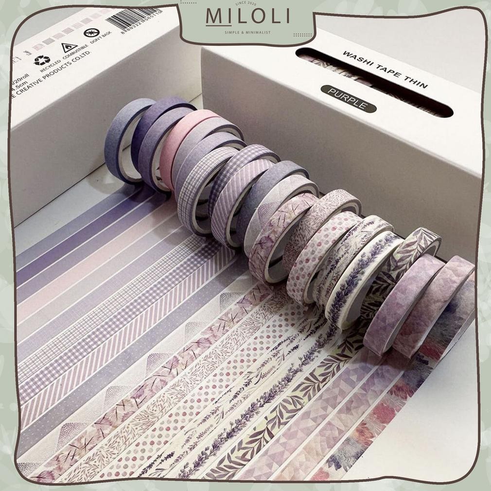 

JH8 [MILOLI] 20 Rolls WASHI TAPE THIN Washi Tape Deco Masking Tape Jurnal DIY Scrapbook - A0065