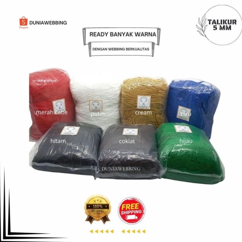 

JH8 Tali Kur 5 mm isi 900 gram/pack | Talikur Tali Koor Warna Warni