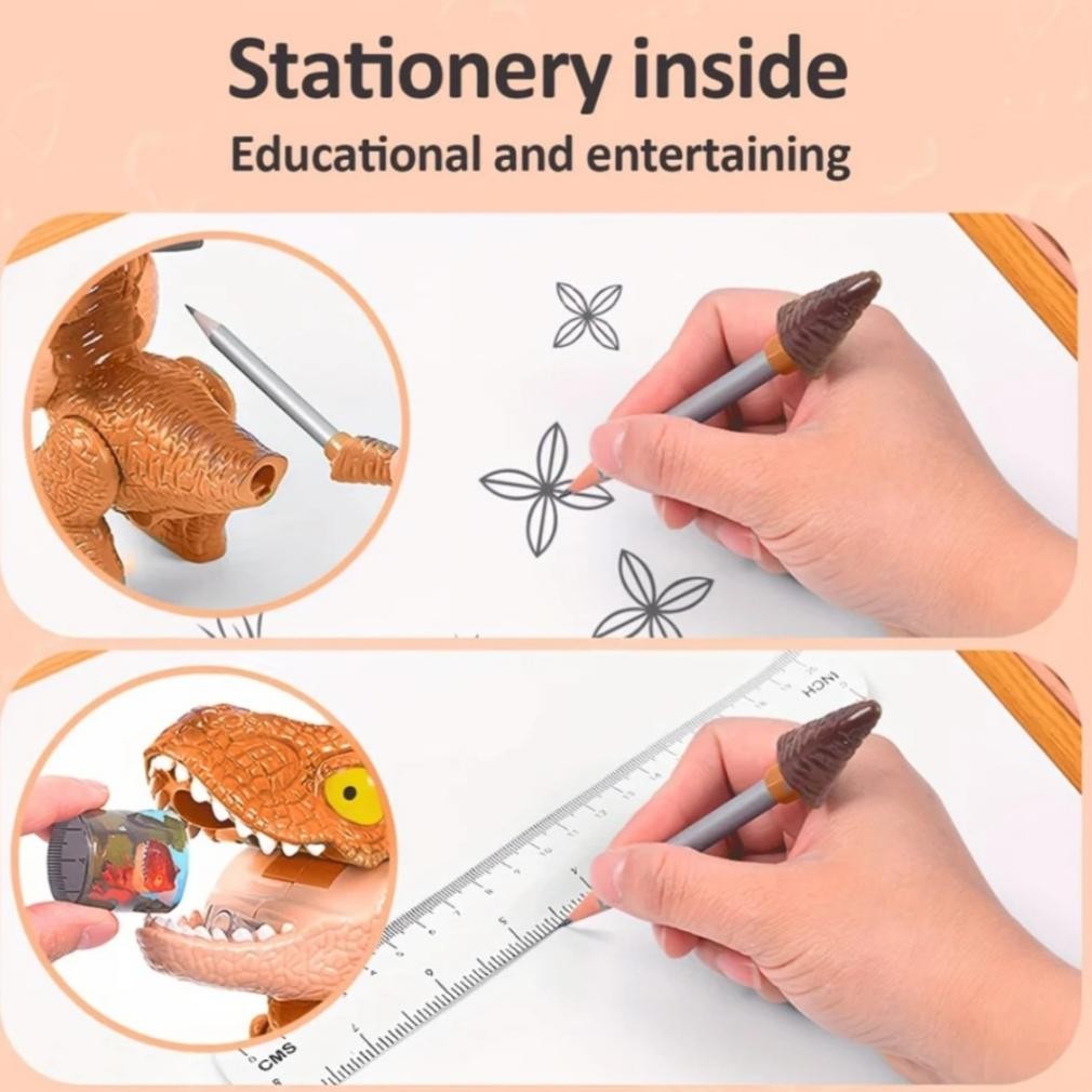 

JH8 [Hero] Kotak Tempat Pensil Boneka Dino Tempat Penyimpanan Peralatan Alat Belajar Serbaguna - Dino Stationery 5 in 1