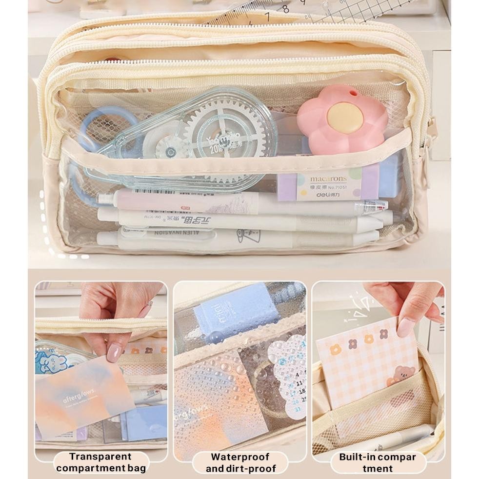 

JH8 [COD] Kotak Pencil Anak / Kotak Pensil Transparan / Pensil Case / Tempat Peralatan Anak 4 Layer Large-capacity Transparent Pencil Case Pen Bag for Junior High School Primary School Students Simple Stationery