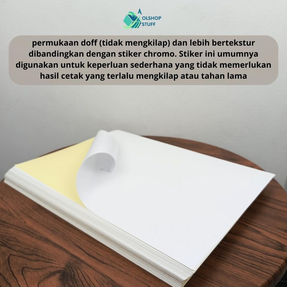 

JH8 STICKER HVS A4 ISI 50 LEMBAR / KERTAS STIKER HVS INKJET DOFF A4