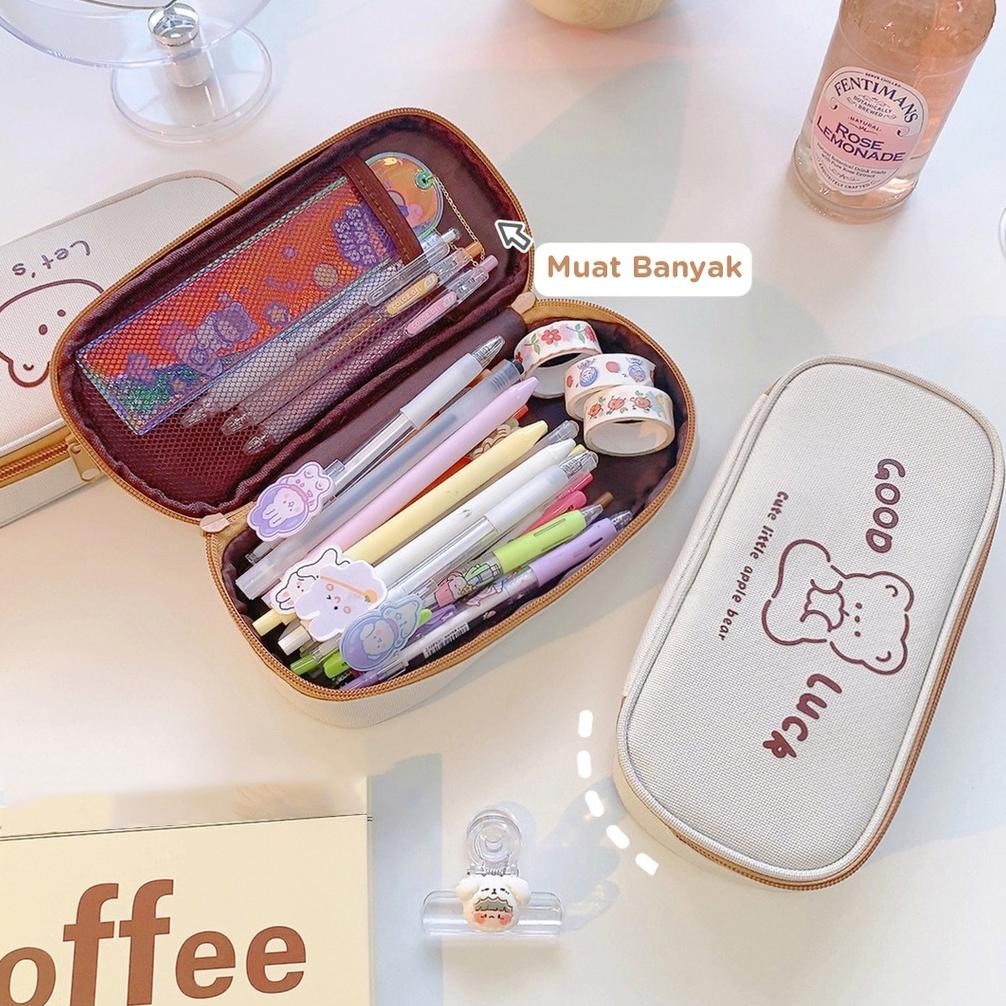 

JH8 Pencil Case Kotak Pensil Cute Bear Sekolah Perempuan Trendy