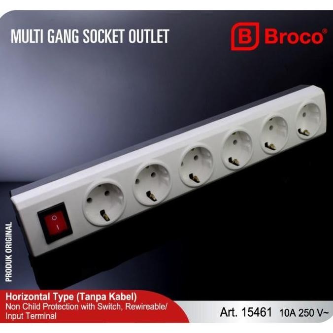 Broco Stop Kontak 6 Lubang Non Cp 15461 + Switch Lamp