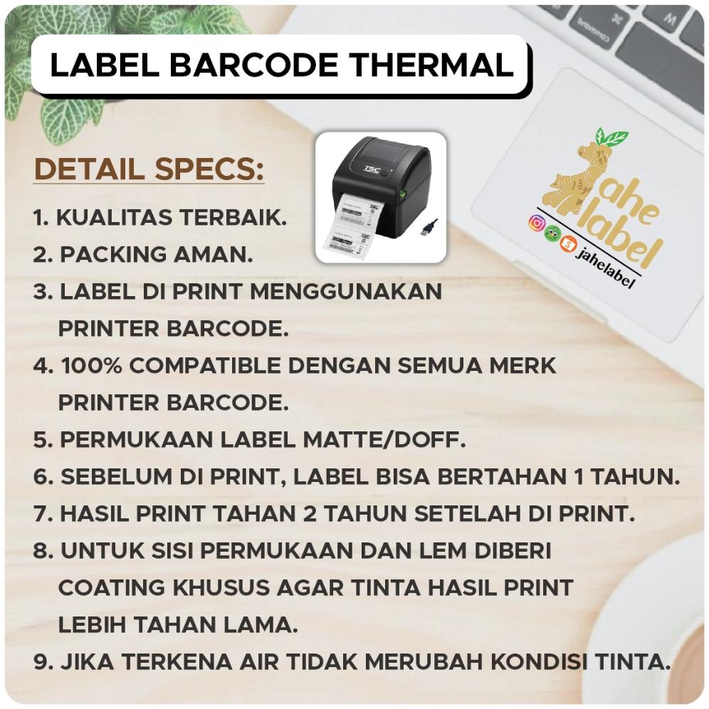 

JH8 STICKER LABEL BARCODE 100x150 MM THERMAL 100x150MM 500 PCS