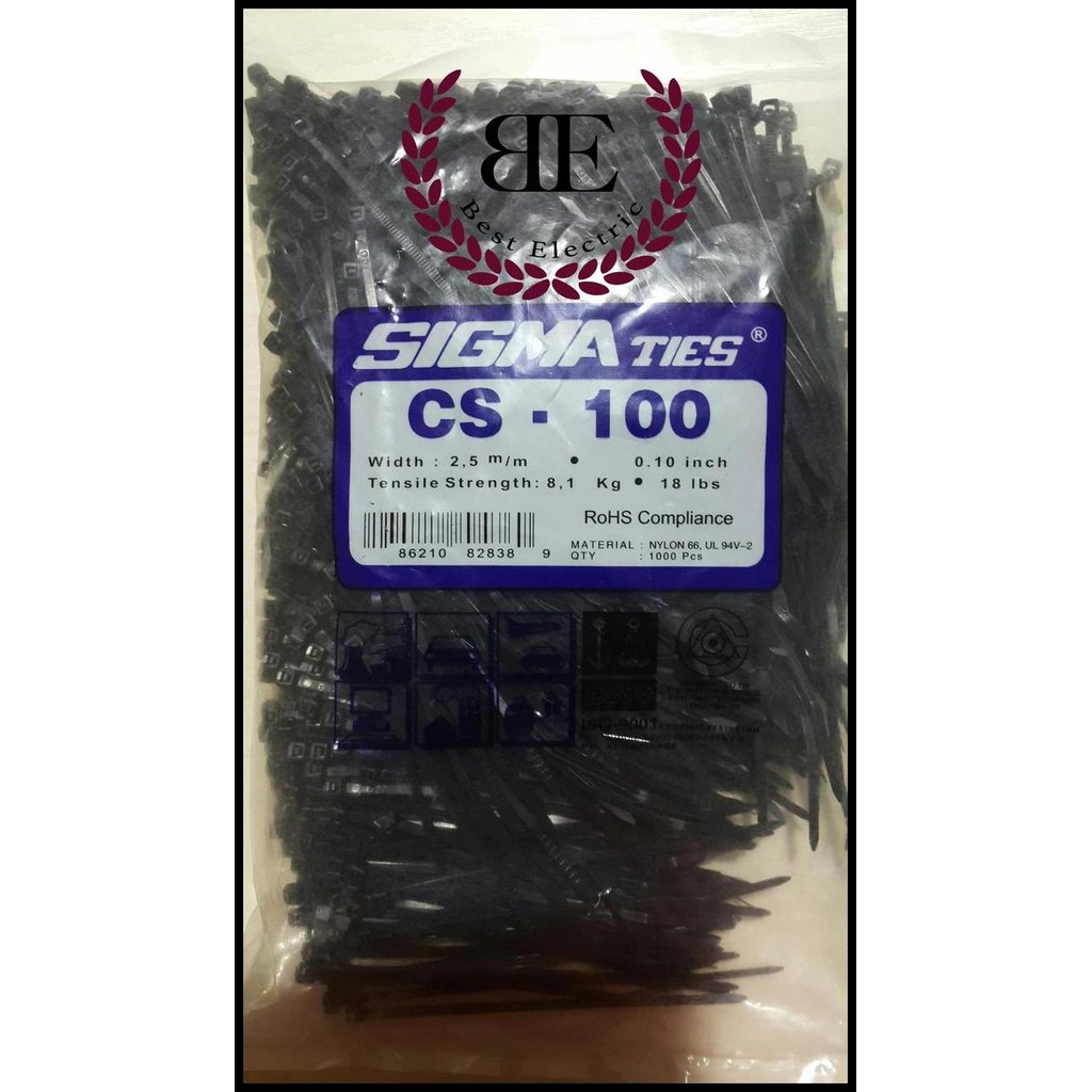 

Terlaris Kabel Ties / Kabel Tis / Cable Tie Cs 100 T Hitam 10 Cm Sigma Cs100T Good Quality