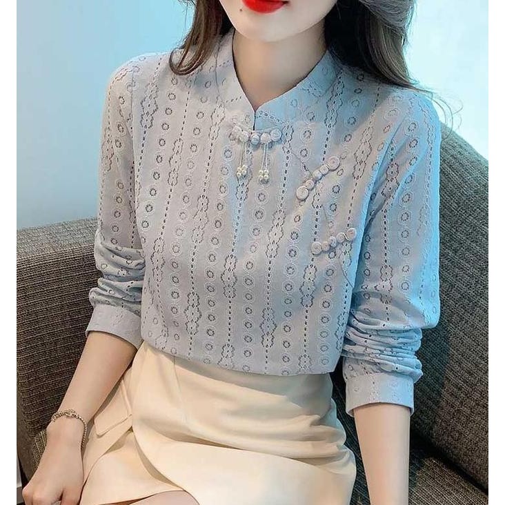 Atasan Cheongsam Wanita Import T8507 /Blouse Cheongsam Wanita Import/Atasan Wanita Putih Kain Katun 