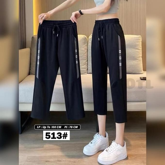 Celana 7/8 Wanita Soft Katun t #513 Karet Hitam