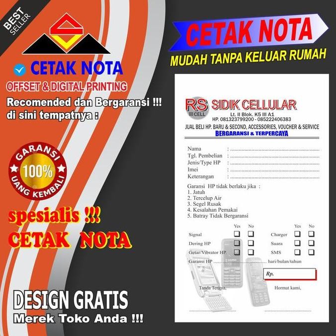 

Nota Custom 40 Buku 1 Ply Hvs 1/4Folio