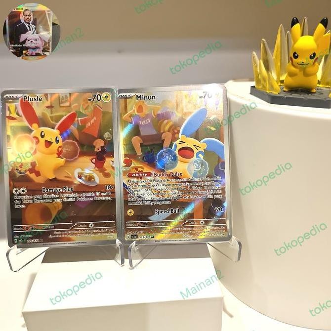 Plusle ar Minun ar sv3s pokemon kilau hitam tcg indo Rare Original