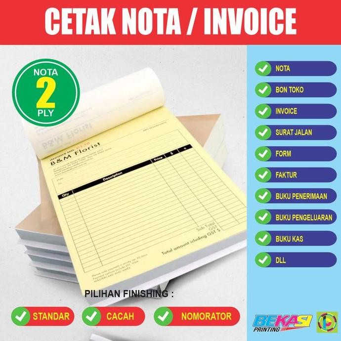 

Cetak Nota Bon Invoice 2 Rangkap / Ply - Carbonless Tanpa Karbon