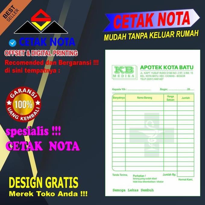 

Cetak Nota 1 Ply 20 Buku Hvs 1/2Folio