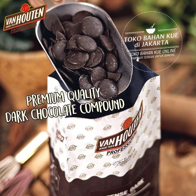 

Van Houten Intense Dark Chocolate Compound 1Kg Button Cokelat Keping