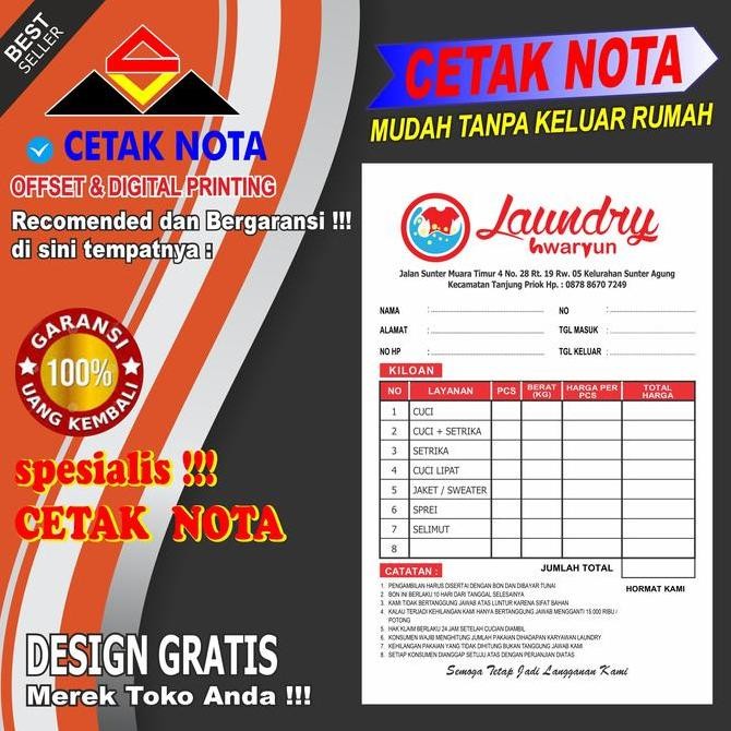 

Nota Ncr 3 Ply 1/4Folio Custom 40 Buku